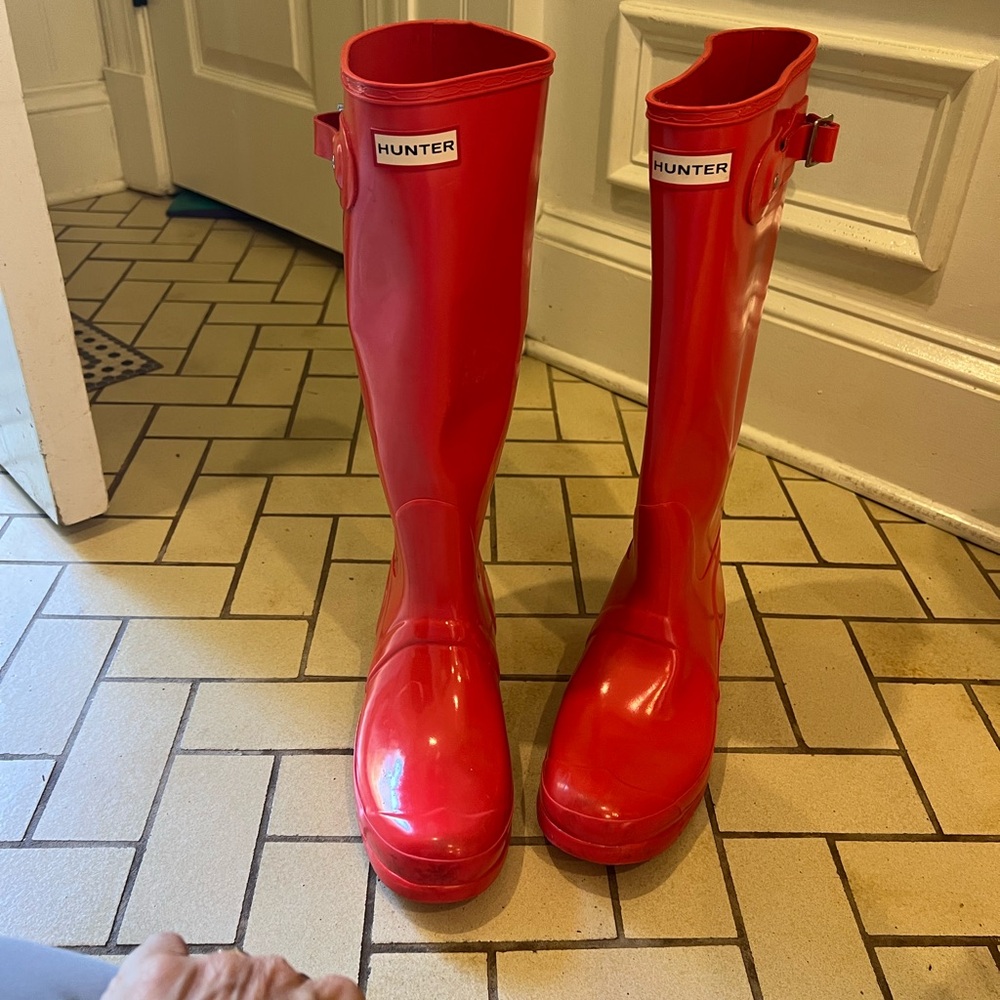 Hunter Bold Pink Waterproof Rain Boots Size 10 New